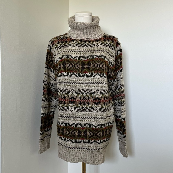 Vintage Knit Turtleneck Neutral Sweater - Picture 1 of 1